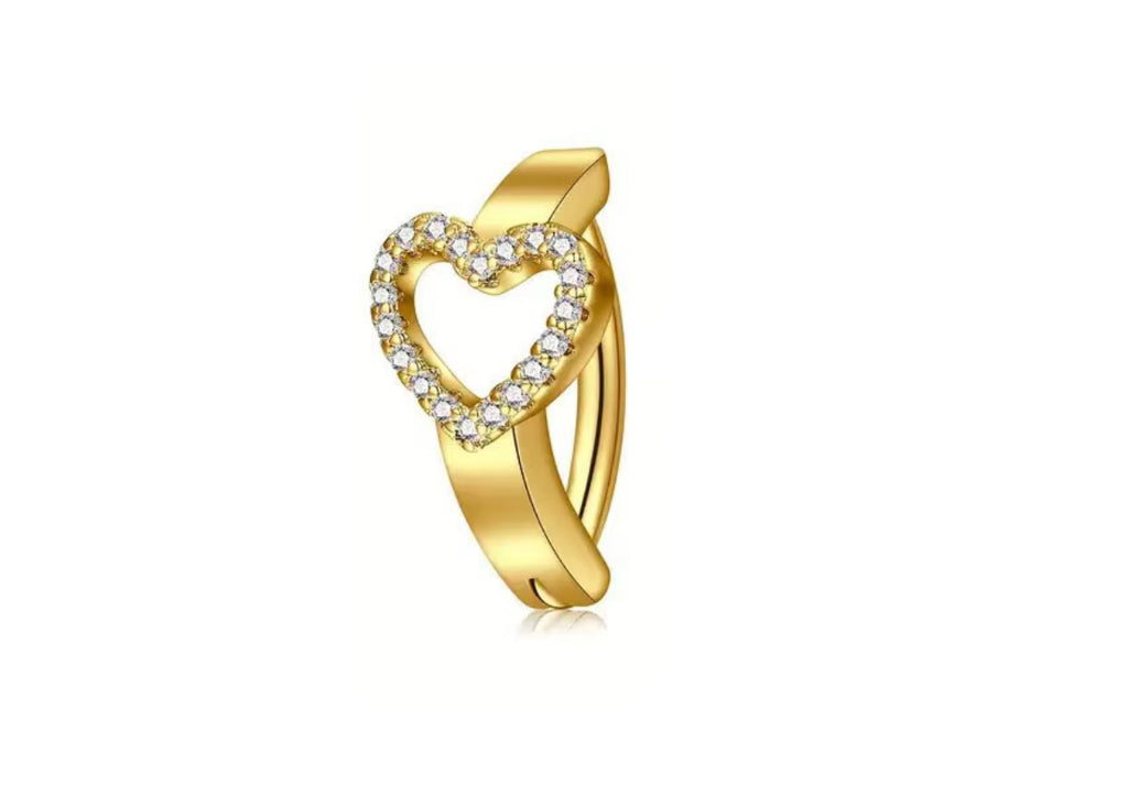 Piercing Nombril Cœur Cristal – Anneau Doré Strass (Vrai Piercing)