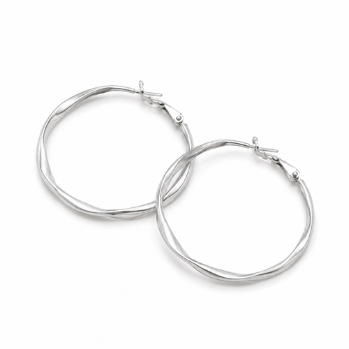 Boucles d’Oreilles Créoles Torsadées Femme – Acier Inoxydable
