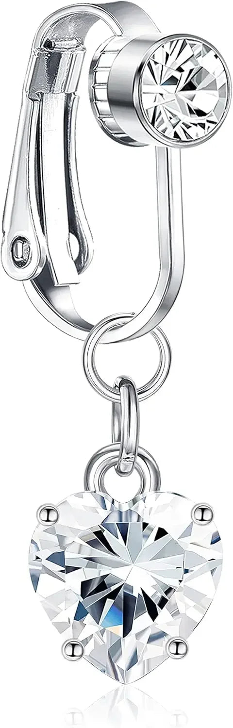 Faux Piercing Nombril Cœur Cristal – Clip Sans Perçage