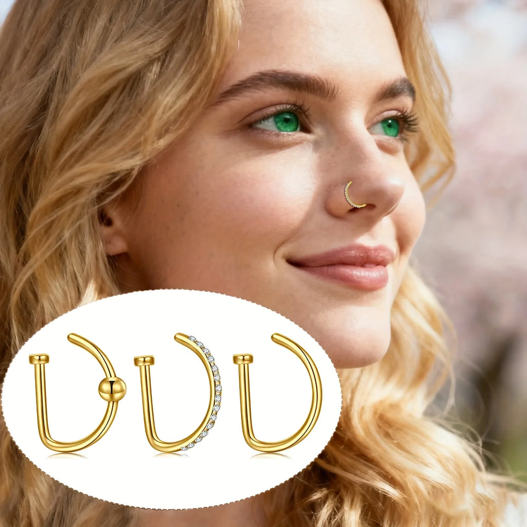 Lot de 3 Faux Piercings Nez – Anneaux Sans Perçage