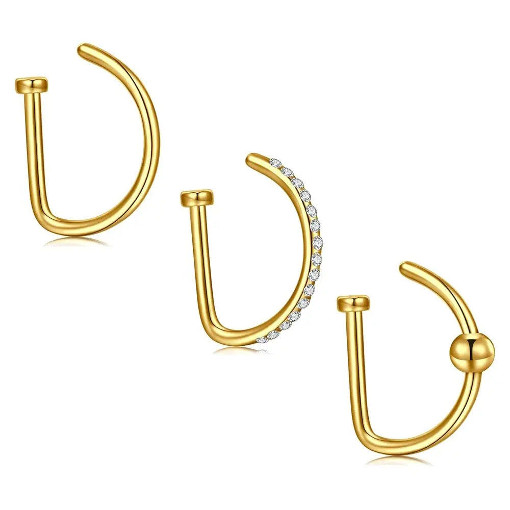Lot de 3 Faux Piercings Nez – Anneaux Sans Perçage