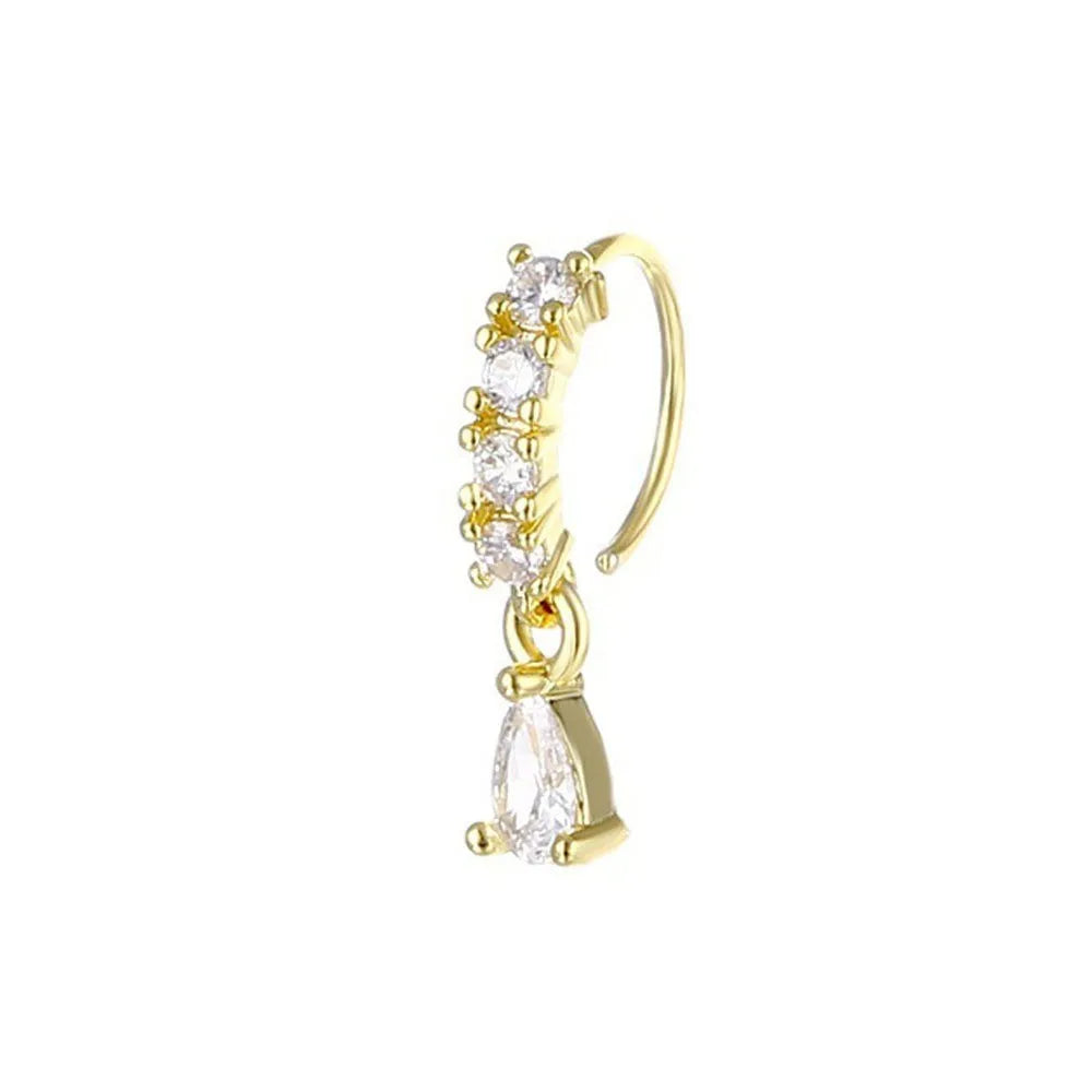 Anneau de Nez Clip Zircon Pendentif – Piercing Femme